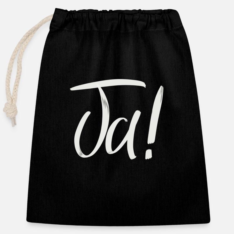 Ja ! - Verschließbarer Geschenkbeutel aus Baumwolle (25x30cm) - Schwarz