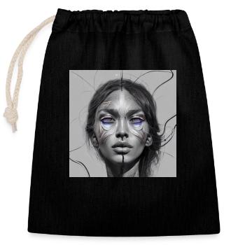 Woman Art Work Selfie - Closable cotton gift bag (25x30cm) - black - Front