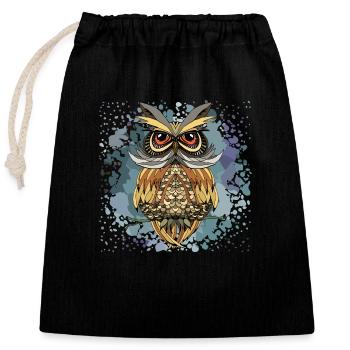 Colorful bird - Closable cotton gift bag (25x30cm) - black - Front