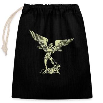 Michael archangel saint christian angels saint snkt - Closable cotton gift bag (25x30cm) - black - Front