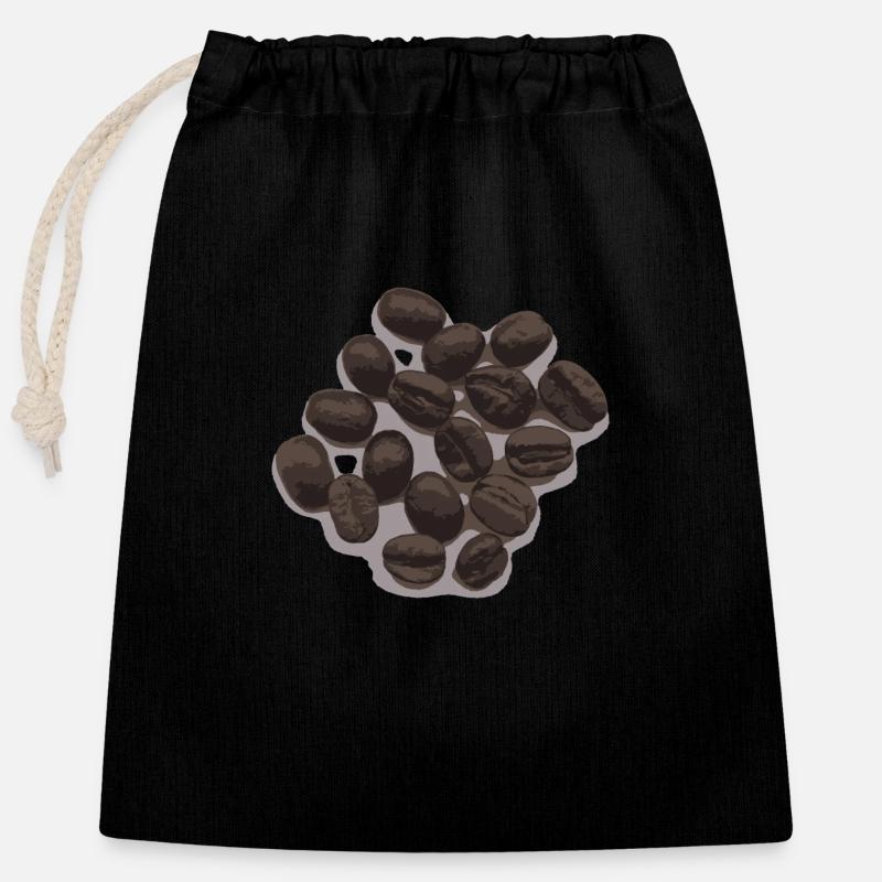 A Few Coffee Beans - Closable cotton gift bag (25x30cm) - black