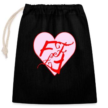 FF Flim Flam Love Heart Flamingo 💖 💘 - Verschließbarer Geschenkbeutel aus Baumwolle (25x30cm) - Schwarz - Vorne