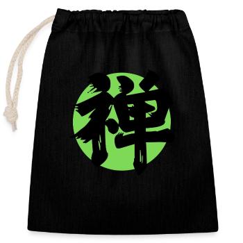 Zen Kanji Vert - Sac cadeau en coton avec cordon (25 x 30 cm) - noir - Devant