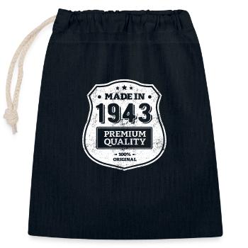HERGESTELLT 1943 - Verschließbarer Geschenkbeutel aus Baumwolle (25x30cm) - Navy - Vorne