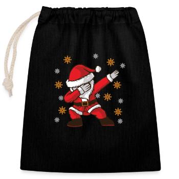 Père noël cool - Sac cadeau en coton avec cordon (25 x 30 cm) - noir - Devant