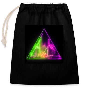 Abstract neon lights triangle cityscape design - Verschließbarer Geschenkbeutel aus Baumwolle (25x30cm) - Schwarz - Vorne