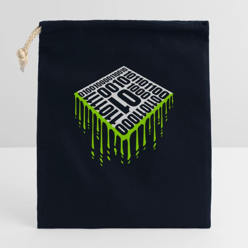 Langage de programme de code binaire Sac cadeau en coton avec cordon (25 x 30 cm)