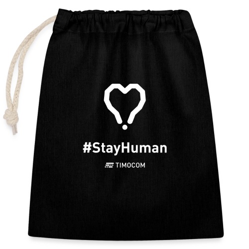 StayHuman white - Ściągany sznurkiem worek na prezenty (25 x 30 cm)