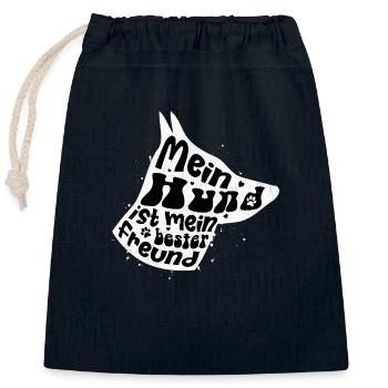 Mon chien est mon meilleur ami - Sac cadeau en coton avec cordon (25 x 30 cm) - bleu marine - Devant