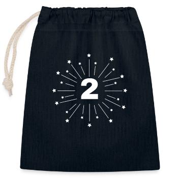 2e anniversaire étoilé - cadeau 2 ans - Sac cadeau en coton avec cordon (25 x 30 cm) - bleu marine - Devant