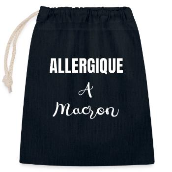 Allergique à Macron - Sac cadeau en coton avec cordon (25 x 30 cm) - bleu marine - Devant