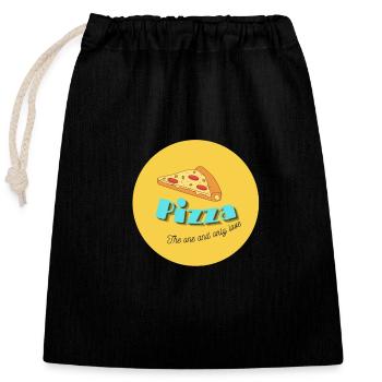 I Love Pizza - Closable cotton gift bag (25x30cm) - black - Front