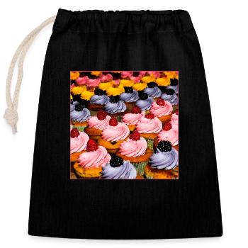 Gentle expanse of colors - Closable cotton gift bag (25x30cm) - black - Front