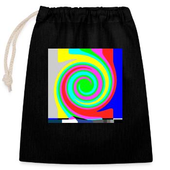 SMPTE-Farbbalken | TV-Farbtestbalken | Bleib dran - Verschließbarer Geschenkbeutel aus Baumwolle (25x30cm) - Schwarz - Vorne