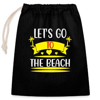 Let´s go to the Beach - Verschließbarer Geschenkbeutel aus Baumwolle (25x30cm) - Schwarz - Vorne