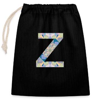 Lettre Z en mandala - Sac cadeau en coton avec cordon (25 x 30 cm) - noir - Devant