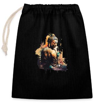 Buddha - Verschließbarer Geschenkbeutel aus Baumwolle (25x30cm) - Schwarz - Vorne