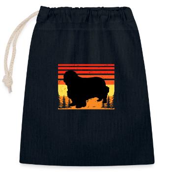 Clumber Spaniel Dog Love Silhouette Vintage Sunset - Closable cotton gift bag (25x30cm) - navy - Front