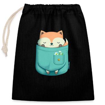 Renard mignon chou dodo de poche Kawaii, t-shirt. - Sac cadeau en coton avec cordon (25 x 30 cm) - noir - Devant