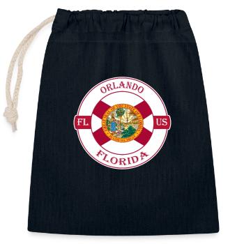 Orlando Florida Flag USA Travel Souvenir Badge - Closable cotton gift bag (25x30cm) - navy - Front