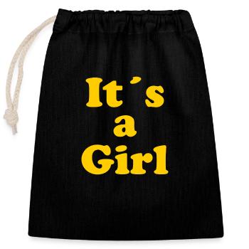 It´s a Girl - Chic - Style - Woman - Women - Mode - Verschließbarer Geschenkbeutel aus Baumwolle (25x30cm) - Schwarz - Vorne