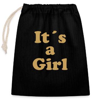 It´s a Girl - Chic - Style - Woman - Women - Mode - Verschließbarer Geschenkbeutel aus Baumwolle (25x30cm) - Schwarz - Vorne