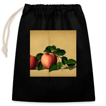 Apfel Botanisch Zeichnung Illustration Retro Antik - Verschließbarer Geschenkbeutel aus Baumwolle (25x30cm) - Schwarz - Vorne