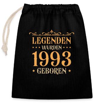 1993 Jahrgang 30er 30. Geburtstag Geschenkidee - Verschließbarer Geschenkbeutel aus Baumwolle (25x30cm) - Schwarz - Vorne
