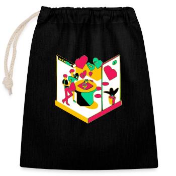 In love - Closable cotton gift bag (25x30cm) - black - Front
