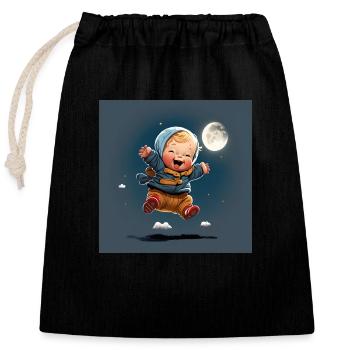 Happy Baby - Closable cotton gift bag (25x30cm) - black - Front