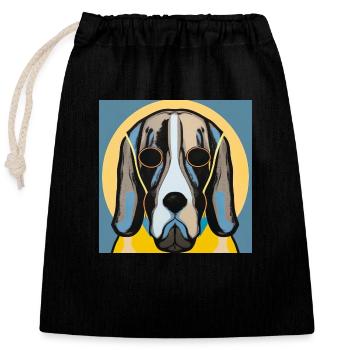 Basset Hound - Verschließbarer Geschenkbeutel aus Baumwolle (25x30cm) - Schwarz - Vorne