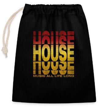 Musique house toute la vie Extended Fade - Sac cadeau en coton avec cordon (25 x 30 cm) - noir - Devant