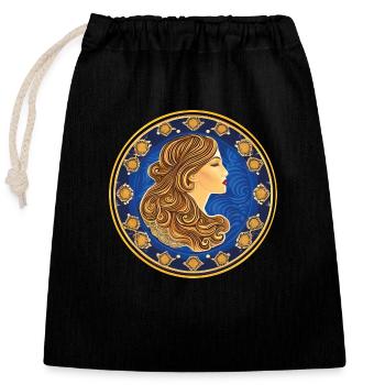 Woman Badge ArtNouvaue 09 - Closable cotton gift bag (25x30cm) - black - Front