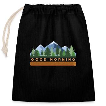 GOOD MORNING - Closable cotton gift bag (25x30cm) - black - Front