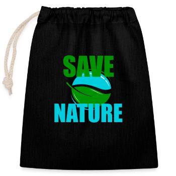 Sauver la nature - Sac cadeau en coton avec cordon (25 x 30 cm) - noir - Devant
