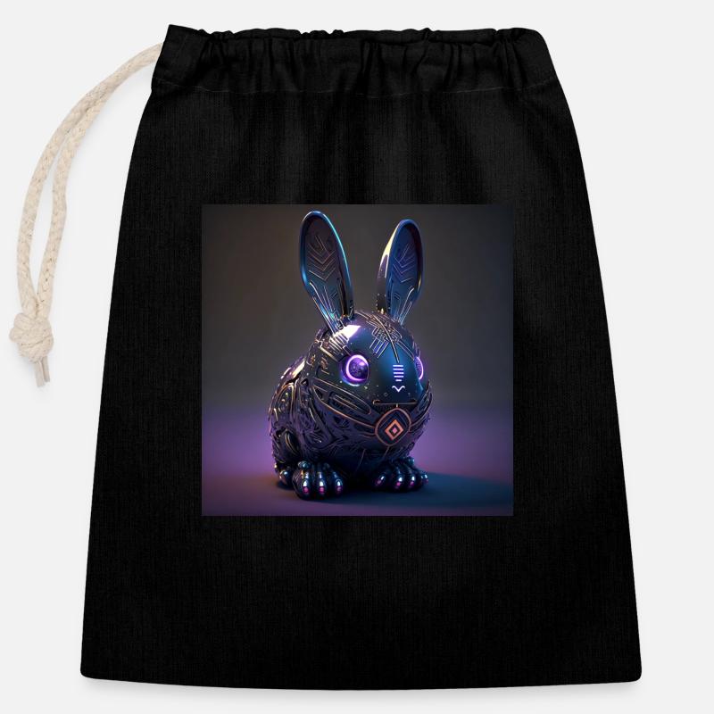 Cyber Punk Osterhase - "Easterpunk" - Verschließbarer Geschenkbeutel aus Baumwolle (25x30cm) - Schwarz