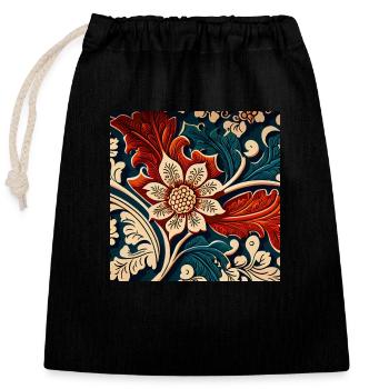 Motif Fleur - Sac cadeau en coton avec cordon (25 x 30 cm) - noir - Devant