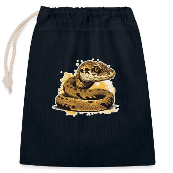 Snake - Closable cotton gift bag (25x30cm) - navy - Front