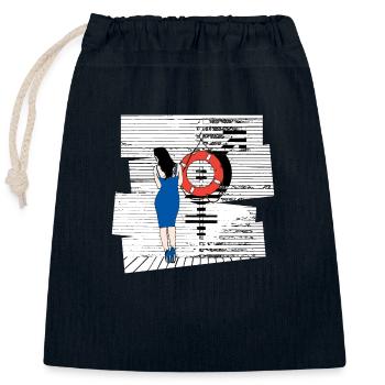 #LibertéÉgalité... - Sac cadeau en coton avec cordon (25 x 30 cm) - bleu marine - Devant