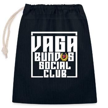 Vagabundos white - Closable cotton gift bag (25x30cm) - navy - Front