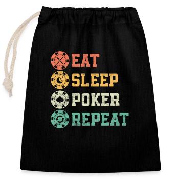 Eat Sleep Poker Repeat Card Player Gambling - Sac cadeau en coton avec cordon (25 x 30 cm) - noir - Devant