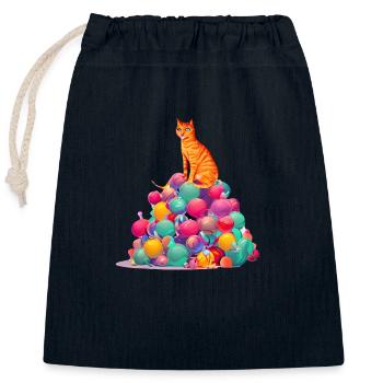 Katze Weihnachten Hauskatze X-Mas Kätzchen Kater - Verschließbarer Geschenkbeutel aus Baumwolle (25x30cm) - Navy - Vorne
