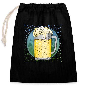 Becher - Verschließbarer Geschenkbeutel aus Baumwolle (25x30cm) - Schwarz - Vorne