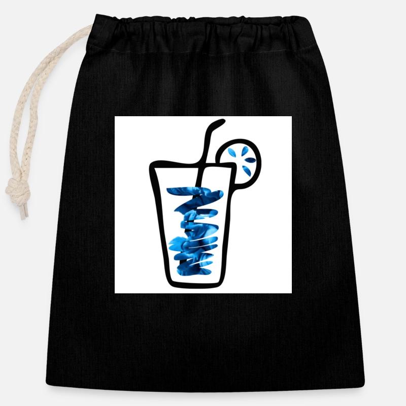 Buvez du bleu - Sac cadeau en coton avec cordon (25 x 30 cm) - noir