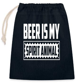 Beer Is My Spirit Animal - Verschließbarer Geschenkbeutel aus Baumwolle (25x30cm) - Navy - Vorne