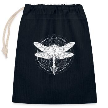 Libelle mit weißem Ornament - Heilige Geometrie - Verschließbarer Geschenkbeutel aus Baumwolle (25x30cm) - Navy - Vorne