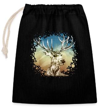 Deer - Closable cotton gift bag (25x30cm) - black - Front