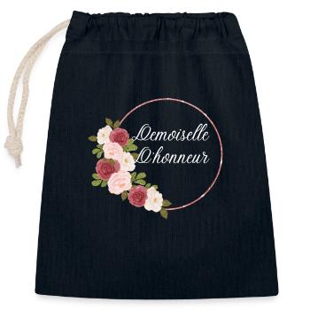 Demoiselle d'honneur - Sac cadeau en coton avec cordon (25 x 30 cm) - bleu marine - Devant