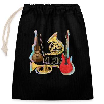 Musical instruments - Closable cotton gift bag (25x30cm) - black - Front