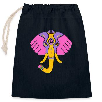 Symbol of an Indian elephant, culture of India - Closable cotton gift bag (25x30cm) - navy - Front